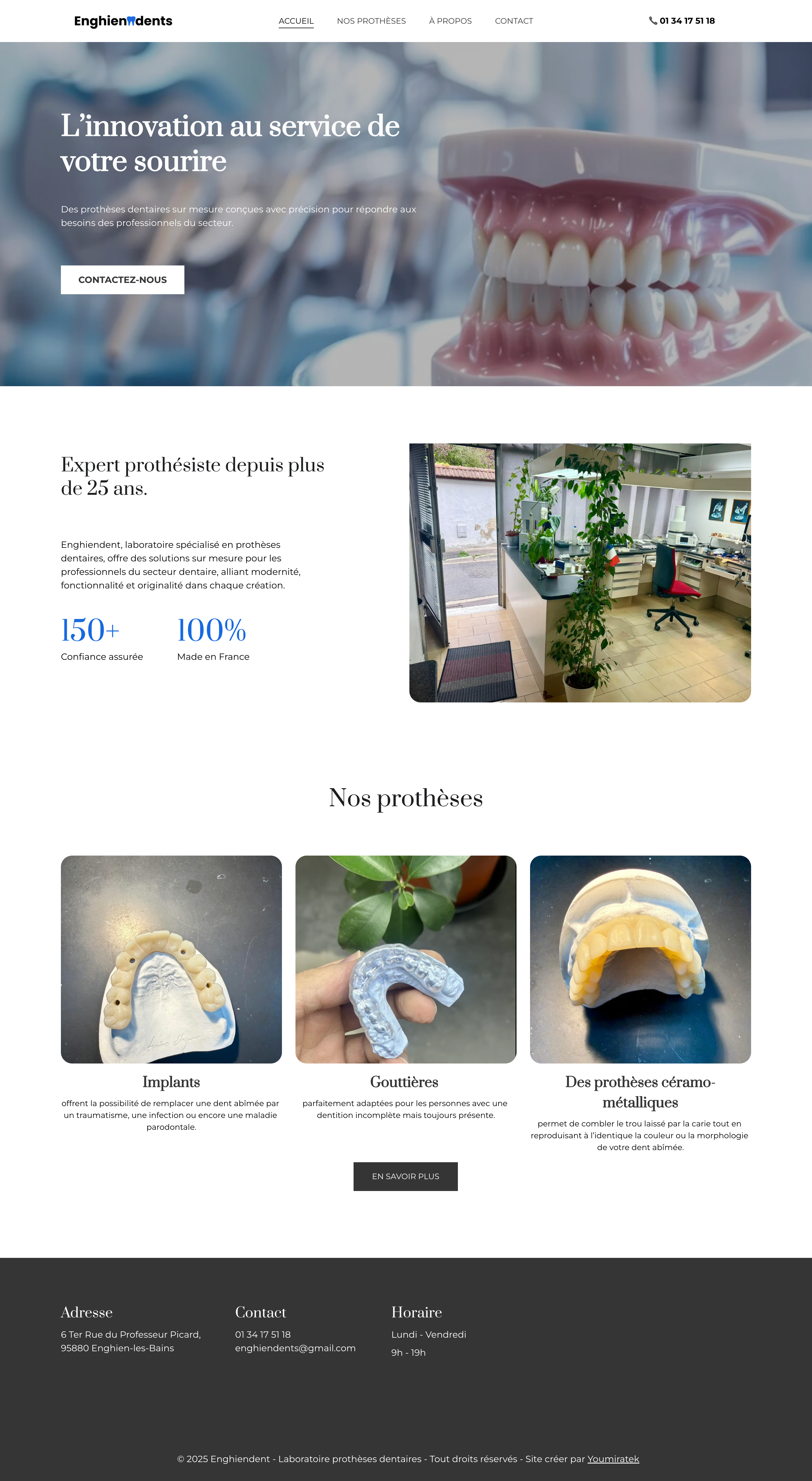 EngheinDent - Site vitrine laboratoire dentaire